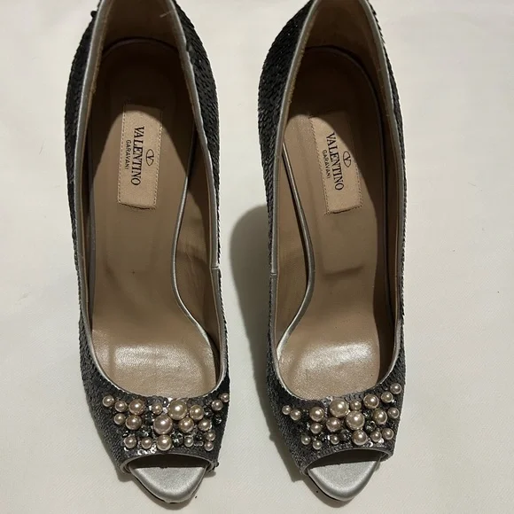 Valentino garavani sequin peep to pumps - Picture 5 of 16